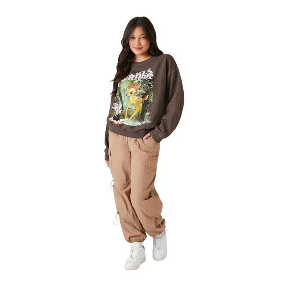 Forever 21 Disney Women's Small Bambi Graphic Fleece Pullover Crew Neck Sweater - Picture 8 of 8